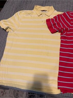 Roundtree & Yorke Yellow Striped Polo Shirts *Set of two*